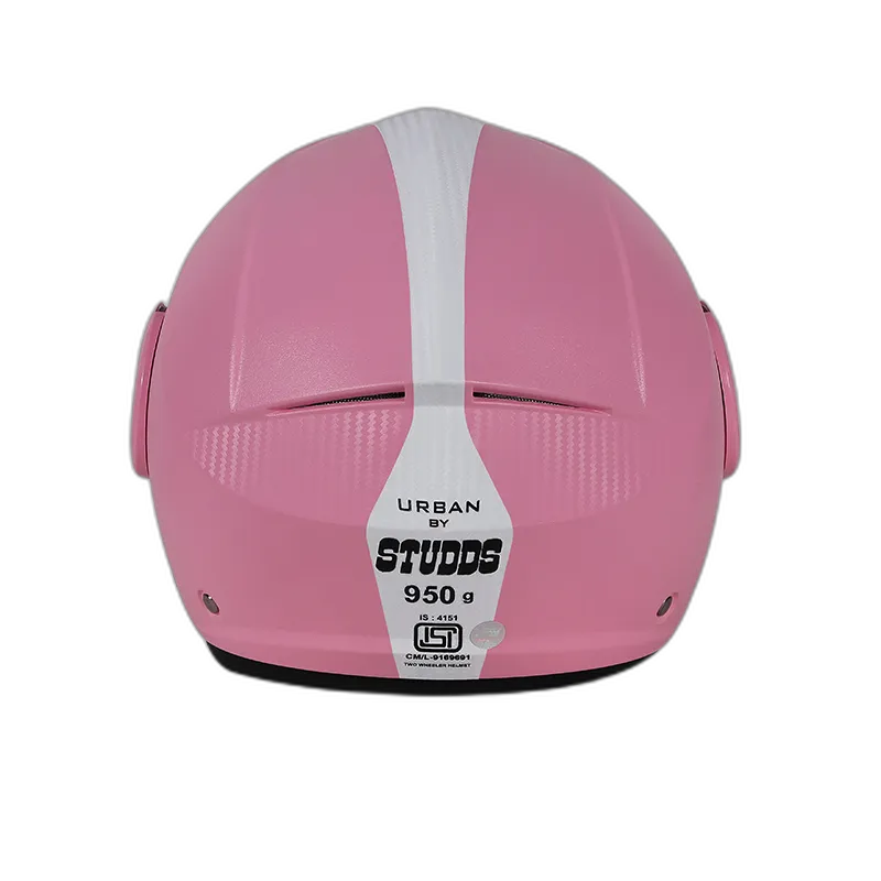 STUDDS Urban Pink With White Strip Half Face Helmet