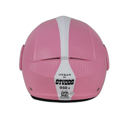 STUDDS Urban Pink With White Strip Half Face Helmet