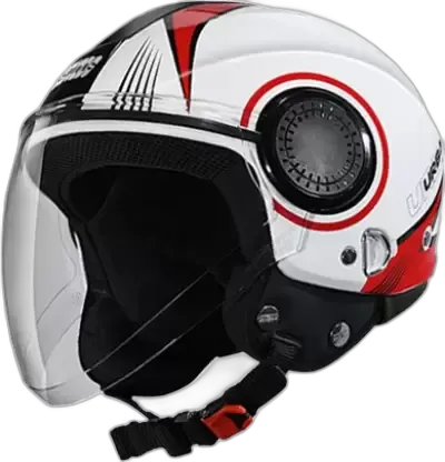 STUDDS Urban Super D1 White N2 Red Half Face Helmet