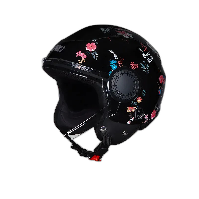 STUDDS Urban Super D2 Black Flwr Half Face Helmet