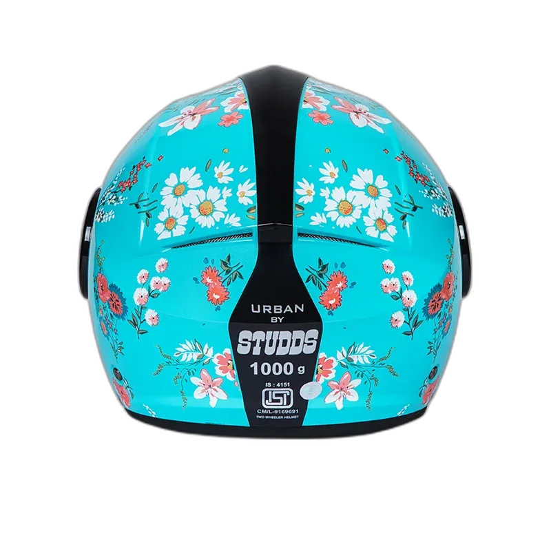 STUDDS Urban Super D2 Blue Flwr Half Face Helmet