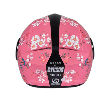 STUDDS Urban Super D2 Pink Flwr Half Face Helmet