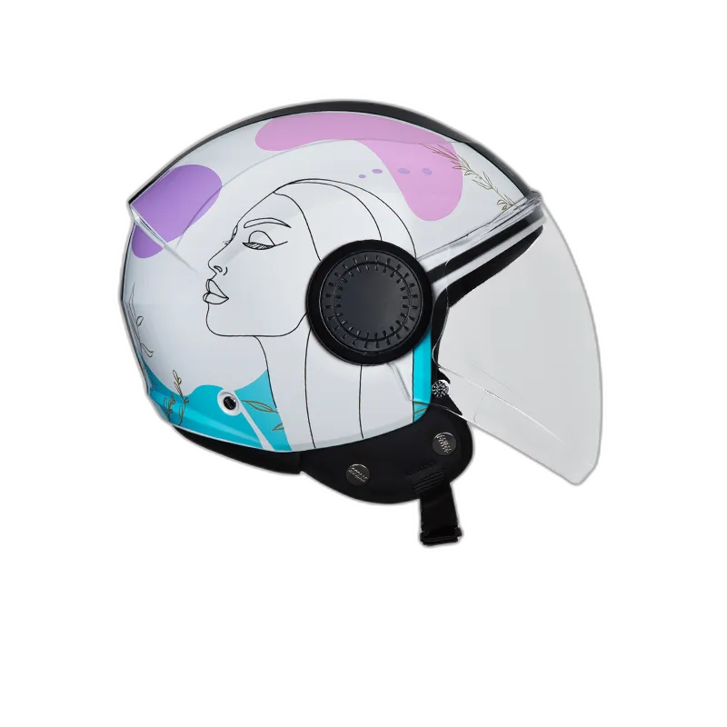 Studds Urban Super D3 White Blue Half Face Helmet