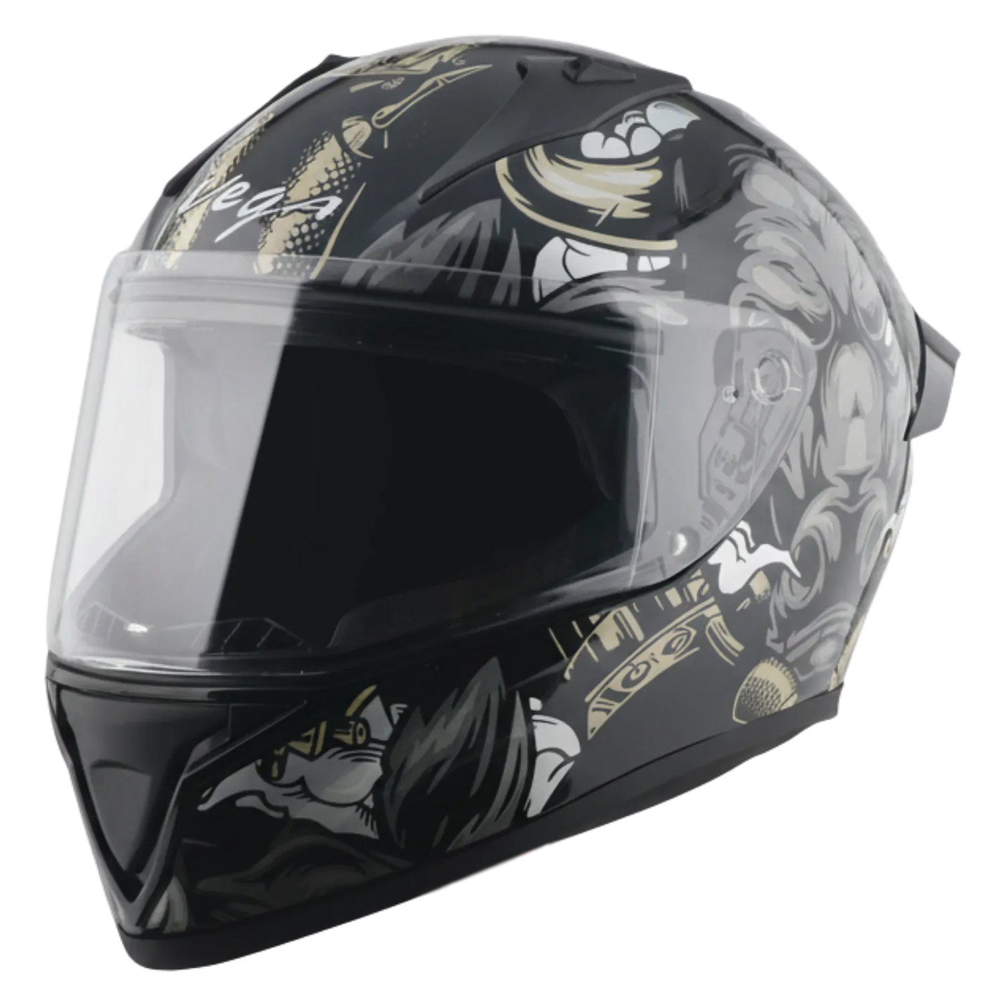 Vega Bolt Bull Black Gray Full Face Helmet