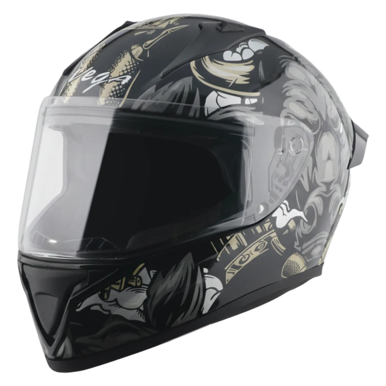 Vega Bolt Bull Black Gray Full Face Helmet