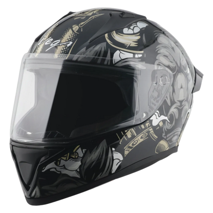 Vega Bolt Bull Black Gray Full Face Helmet