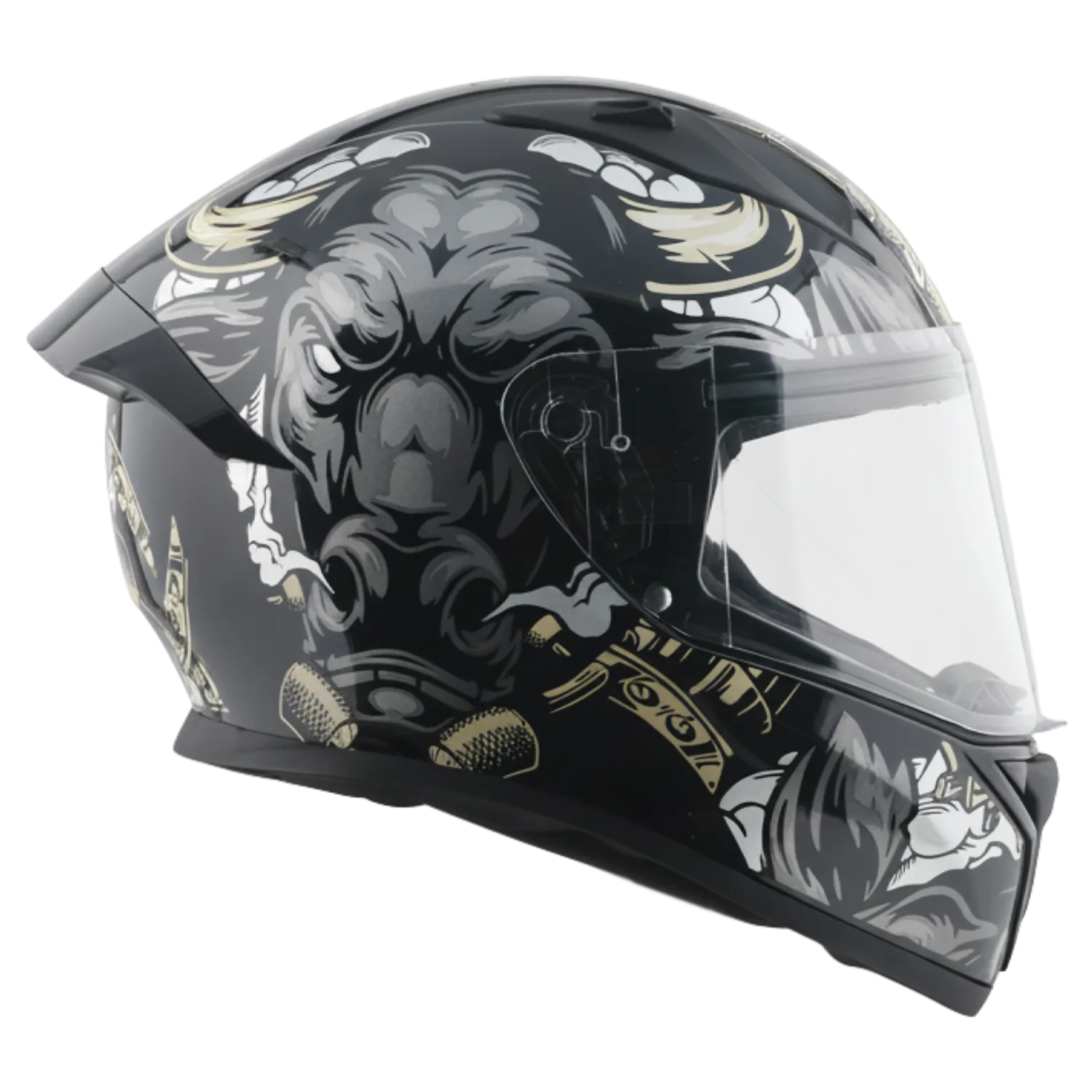 Vega Bolt Bull Black Gray Full Face Helmet
