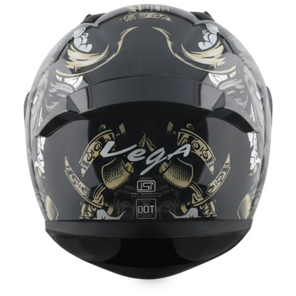 Vega Bolt Bull Black Gray Full Face Helmet