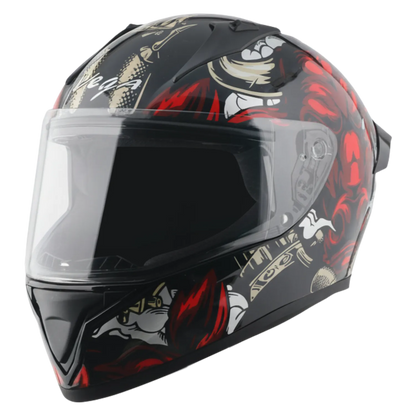 Vega Bolt Bull Black Red Full Face Helmet