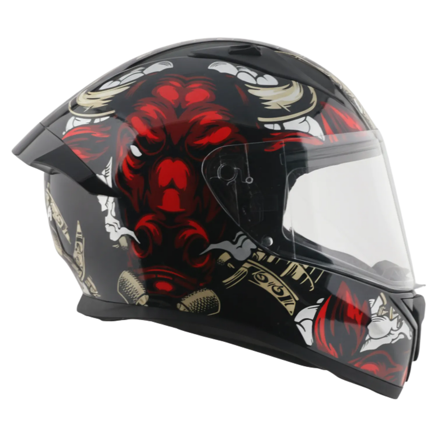 Vega Bolt Bull Black Red Full Face Helmet