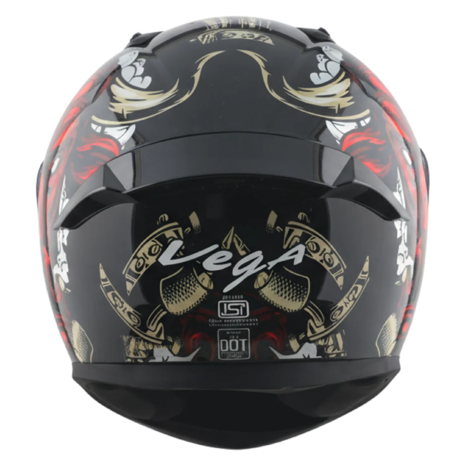 Vega Bolt Bull Black Red Full Face Helmet