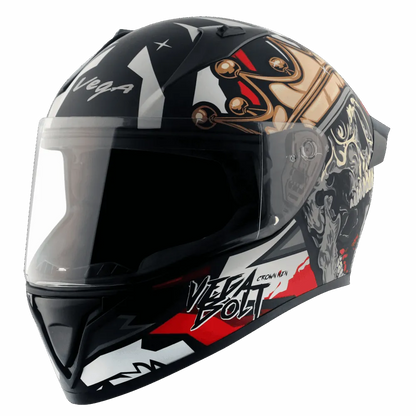 Vega Bolt Crown Men Dull Black Red Full Face Helmet