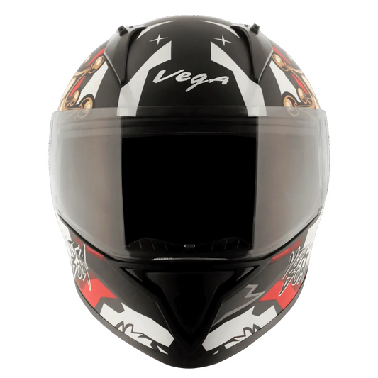 Vega Bolt Crown Men Dull Black Red Full Face Helmet