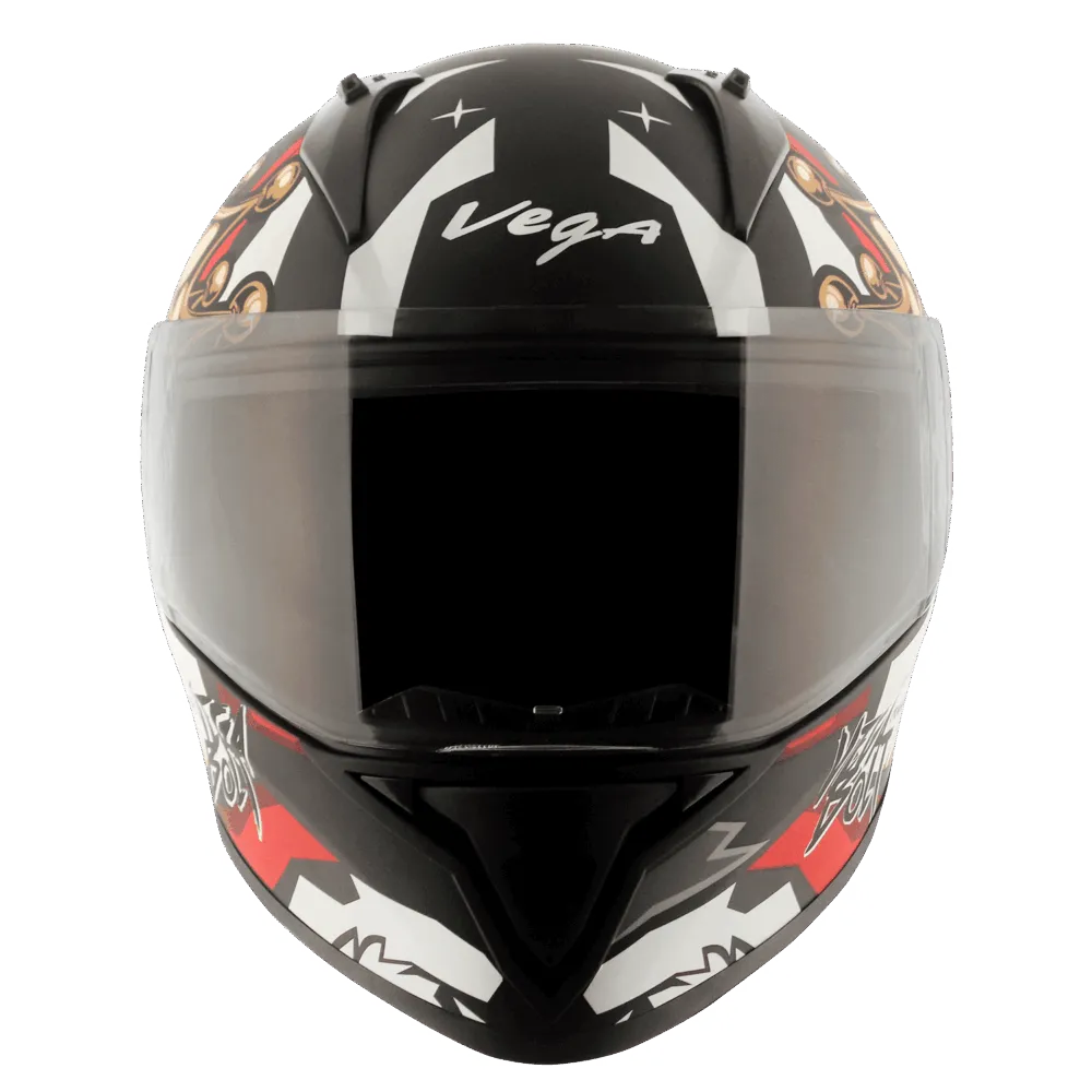 Vega Bolt Crown Men Dull Black Red Full Face Helmet