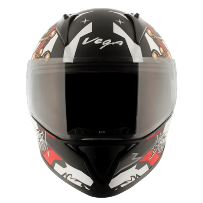 Vega Bolt Crown Men Dull Black Red Full Face Helmet