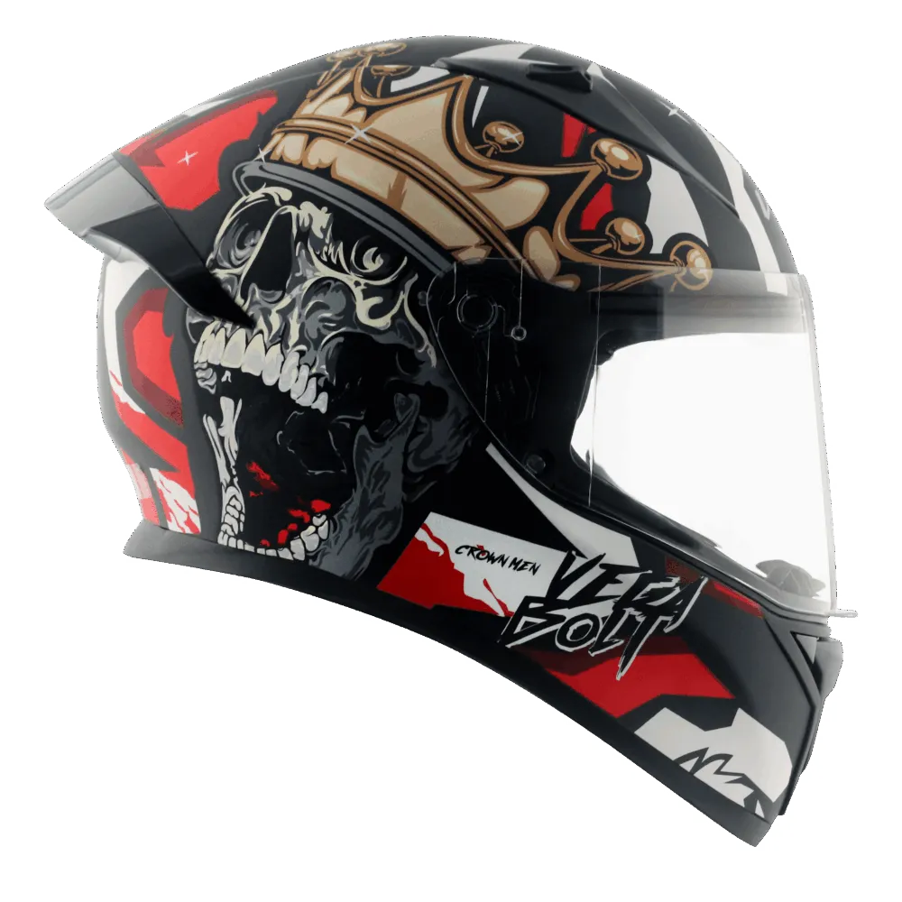 Vega Bolt Crown Men Dull Black Red Full Face Helmet