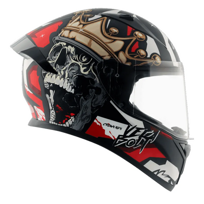 Vega Bolt Crown Men Dull Black Red Full Face Helmet