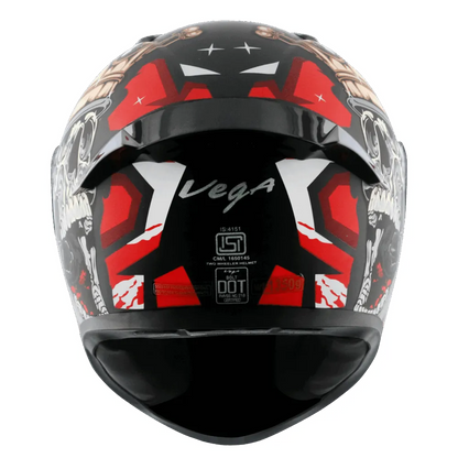Vega Bolt Crown Men Dull Black Red Full Face Helmet