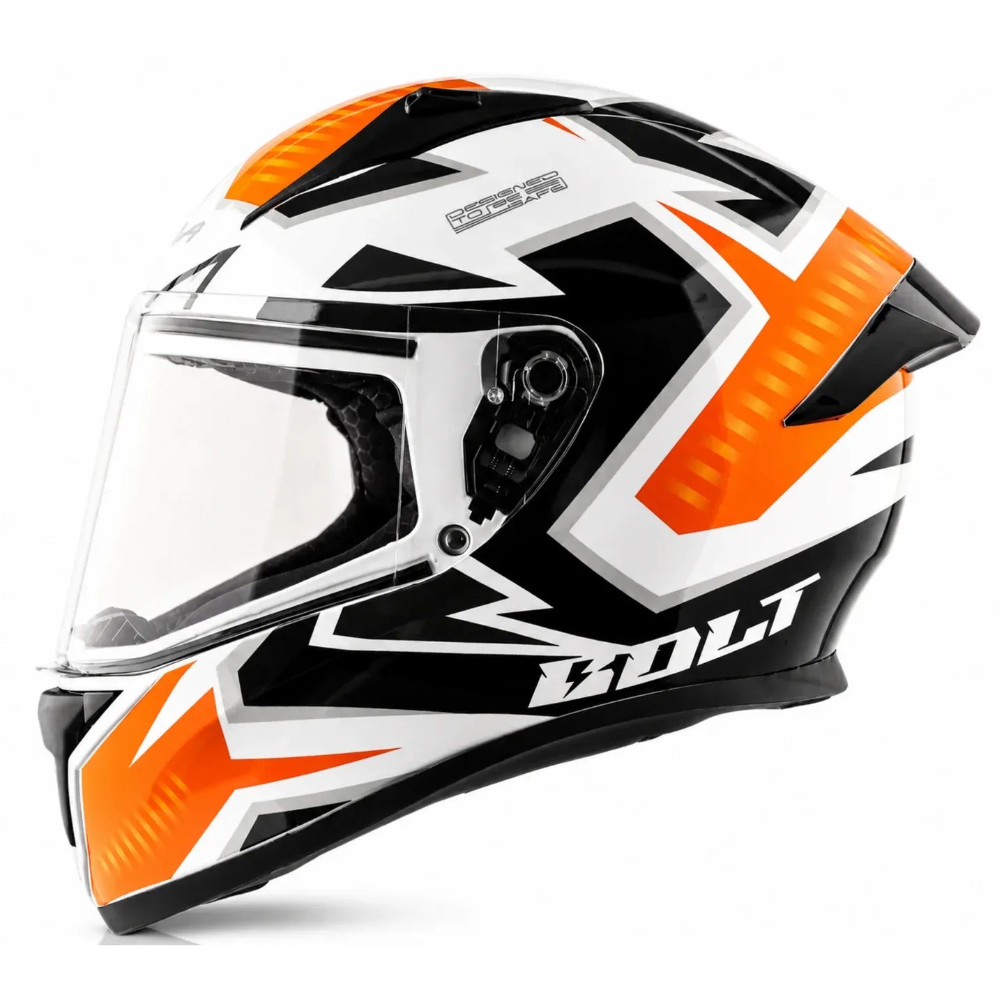 Vega Bolt Dx Elves White Orange Full Face Helmet