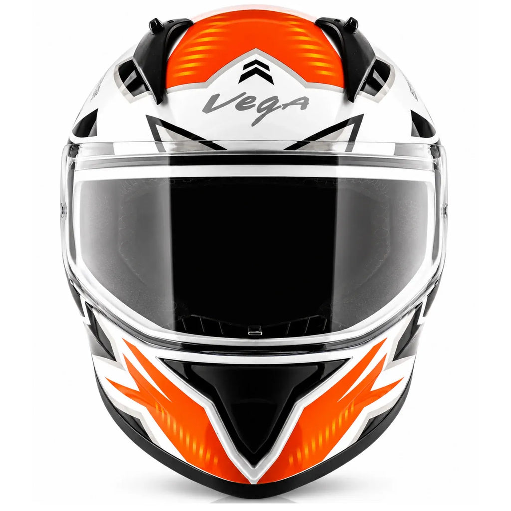 Vega Bolt Dx Elves White Orange Full Face Helmet