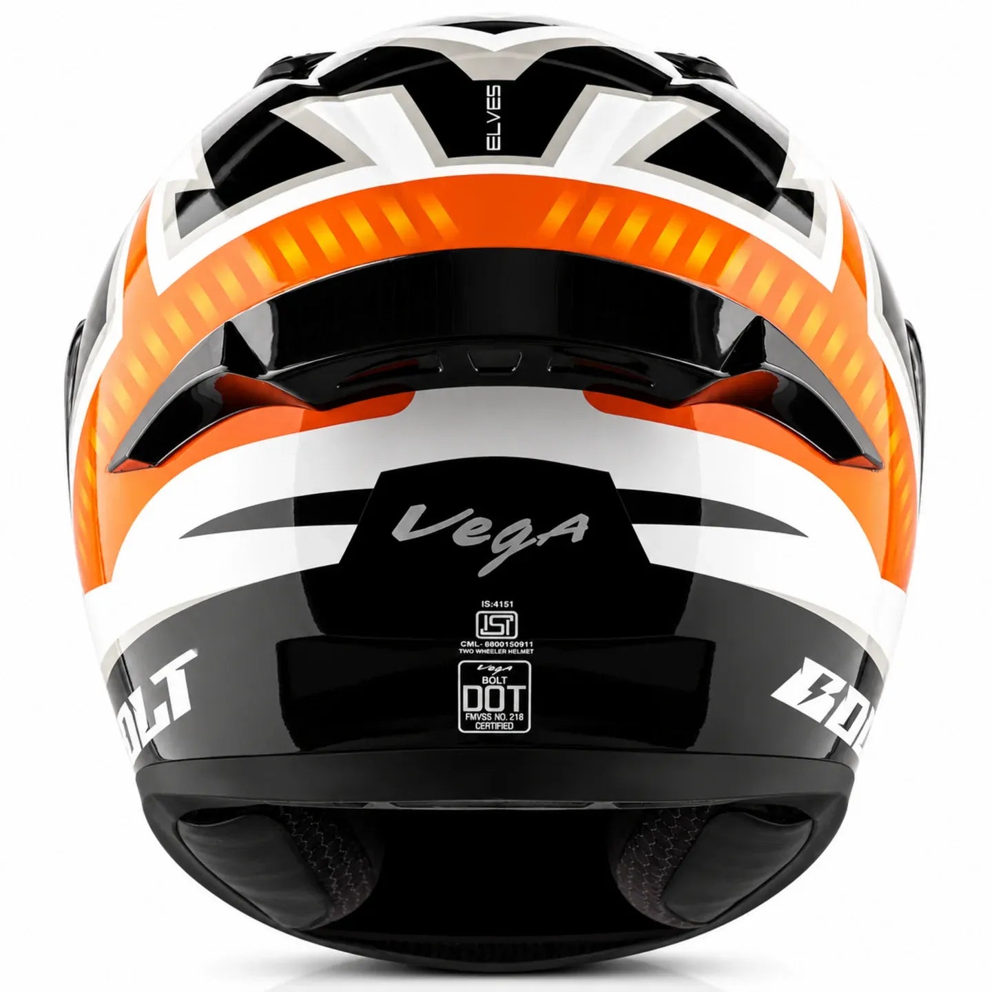 Vega Bolt Dx Elves White Orange Full Face Helmet