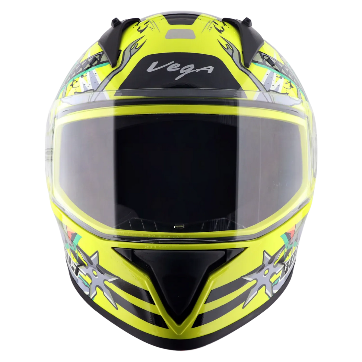 Vega Bolt Dx Ninja Neon Yellow Grey Full Face Helmet