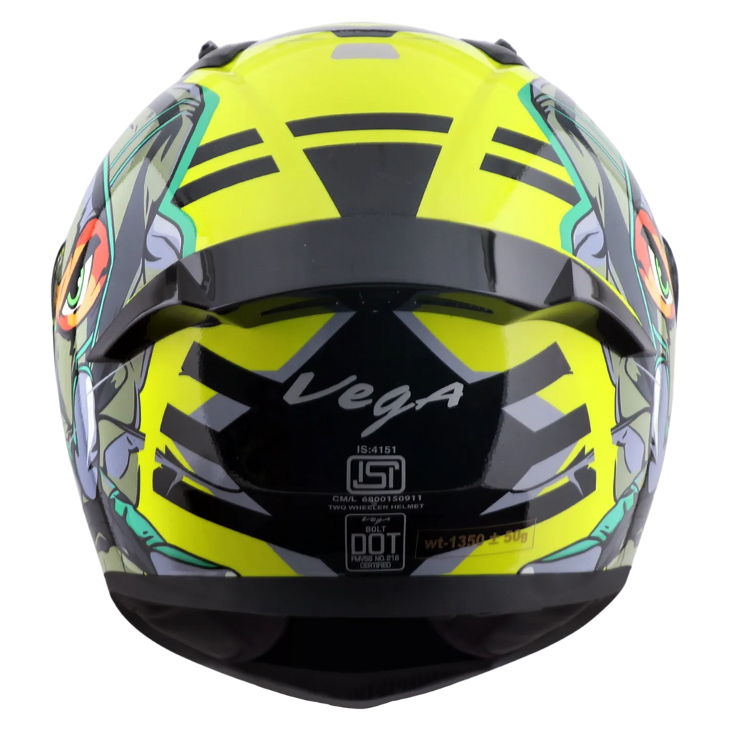 Vega Bolt Dx Ninja Neon Yellow Grey Full Face Helmet