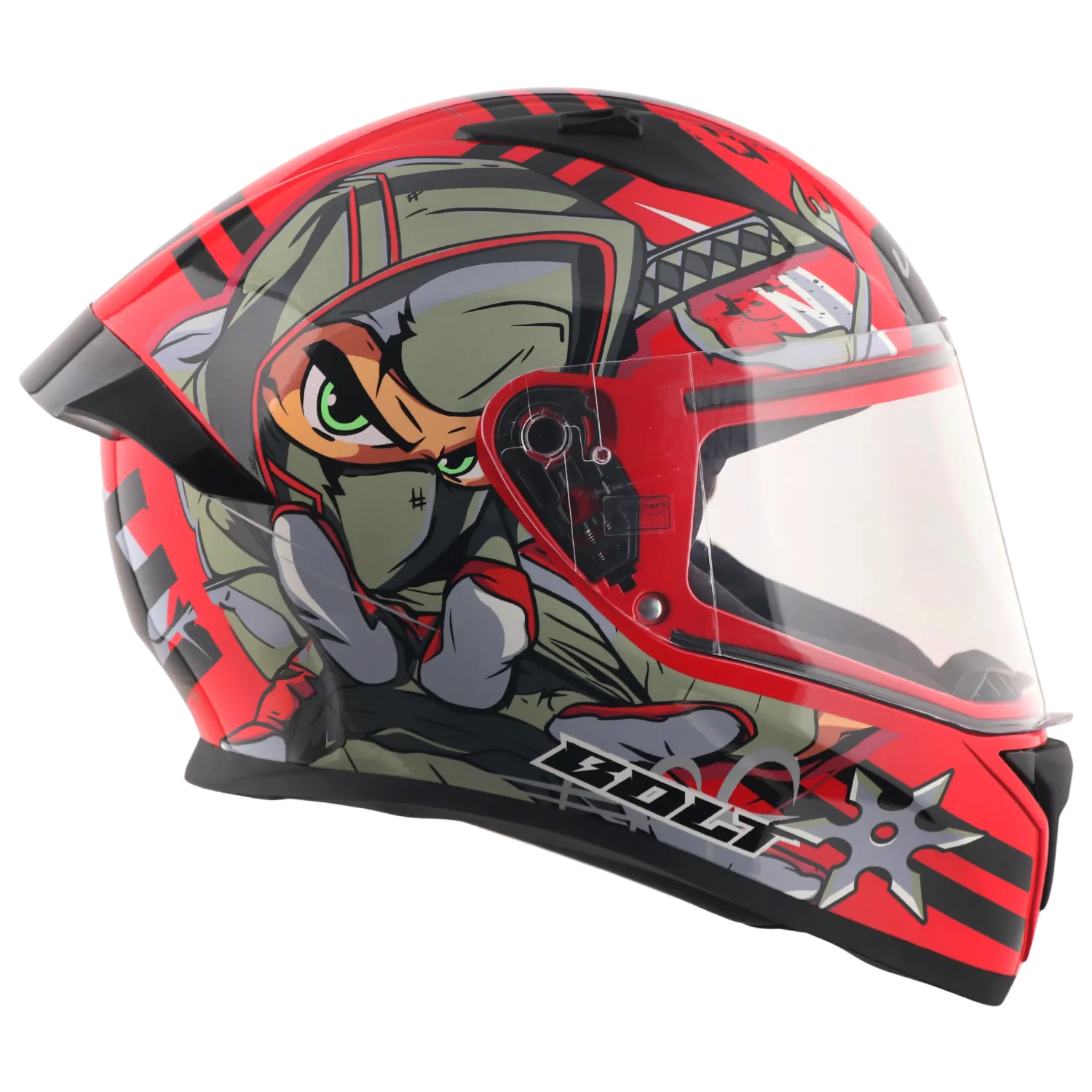 Vega Bolt Dx Ninja Red Grey Full Face Helmet
