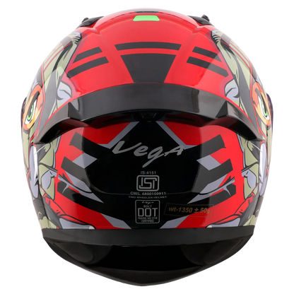 Vega Bolt Dx Ninja Red Grey Full Face Helmet