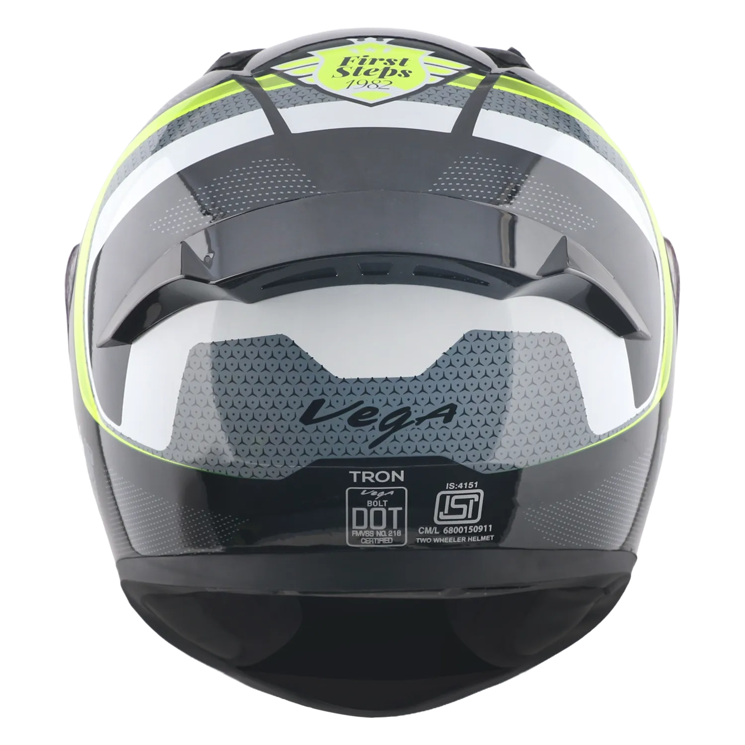 Vega Bolt Dx Tron Black Neon Yellow Full Face Helmet