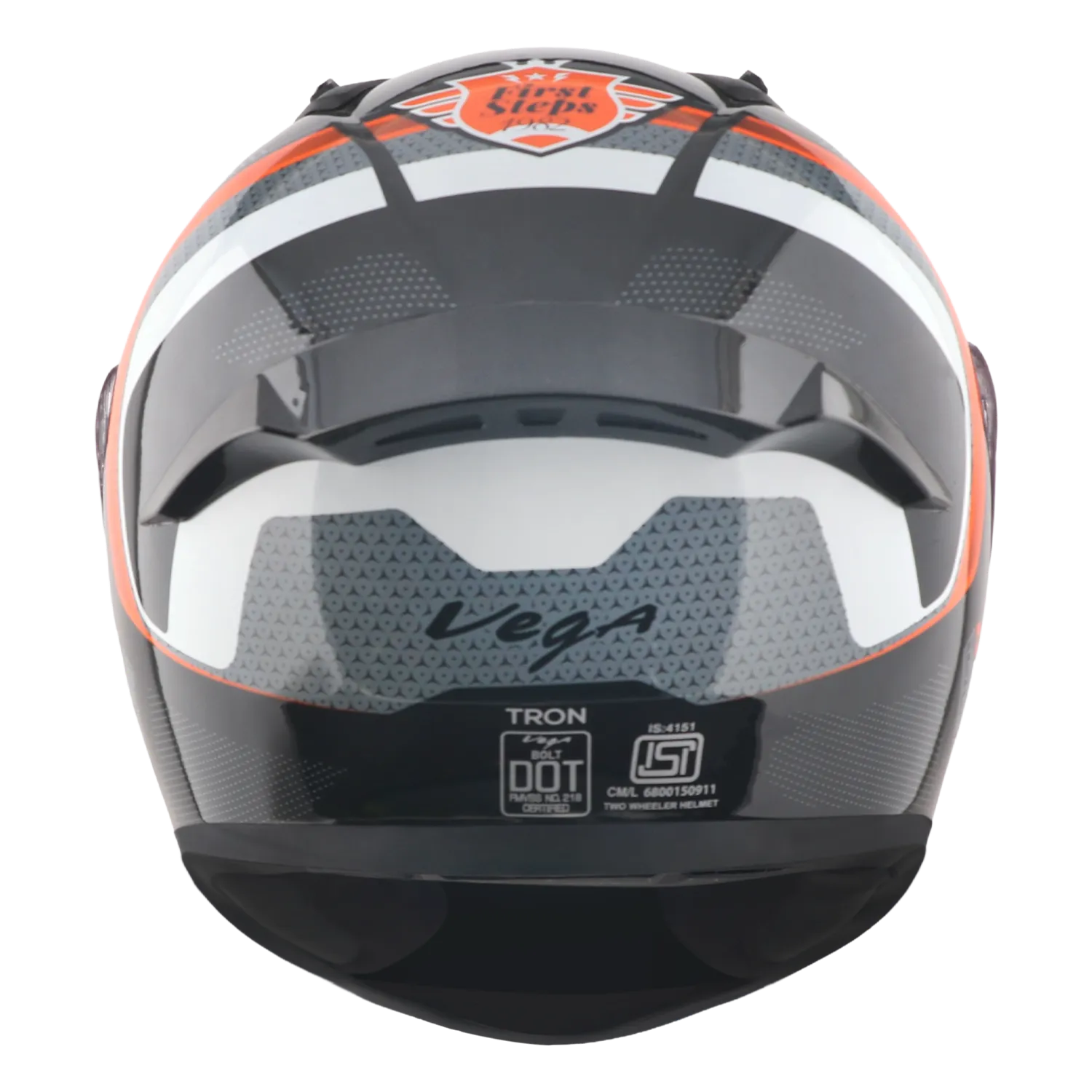 Vega Bolt Dx Tron Black Orange Full Face Helmet