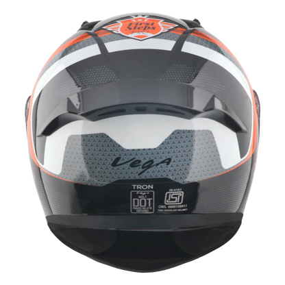 Vega Bolt Dx Tron Black Orange Full Face Helmet
