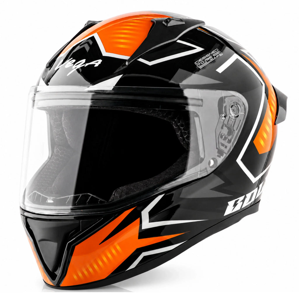 Vega Bolt Elves Black Orange Full Face Helmet