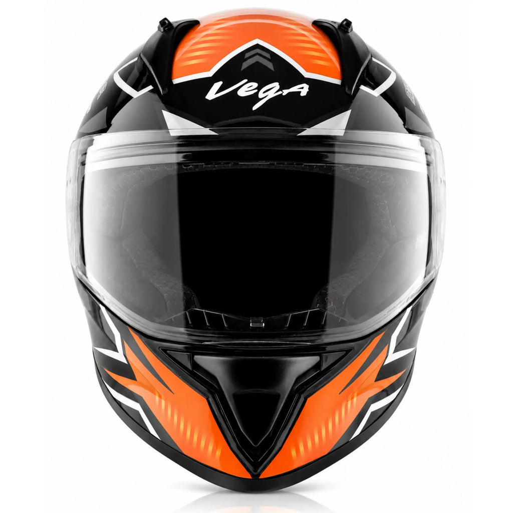Vega Bolt Elves Black Orange Full Face Helmet