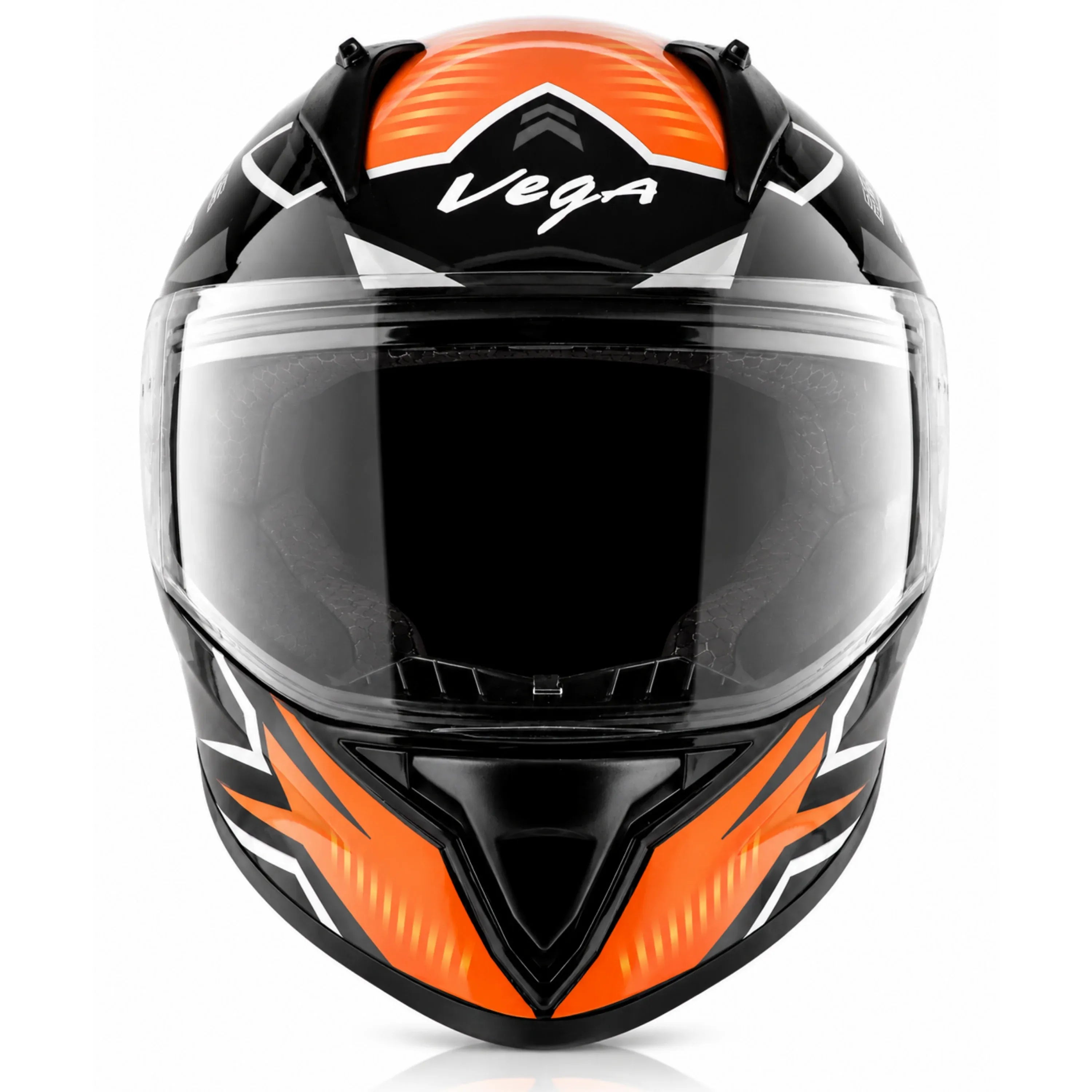 Vega Bolt Elves Black Orange Full Face Helmet