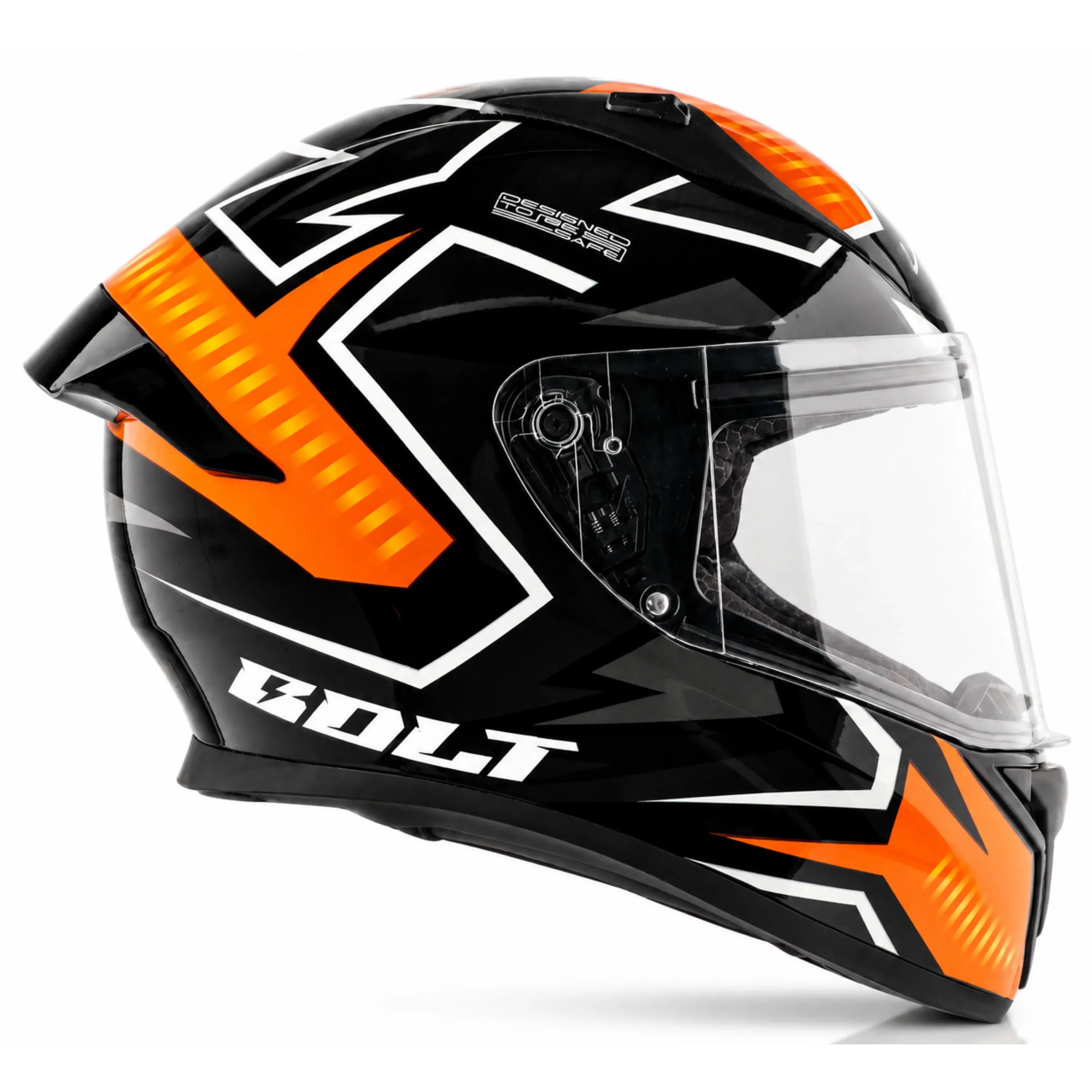 Vega Bolt Elves Black Orange Full Face Helmet