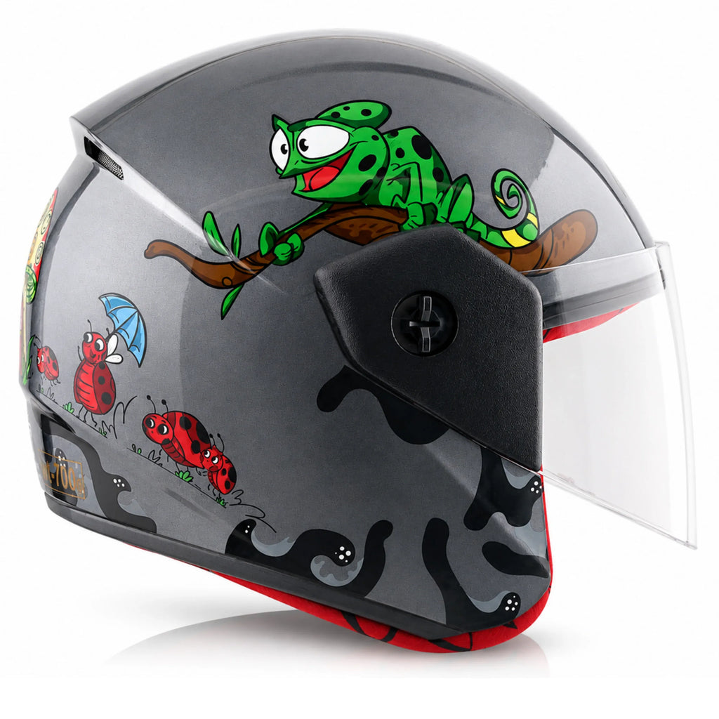 Vega Buds Ants Anthracite Red Half Face Helmet