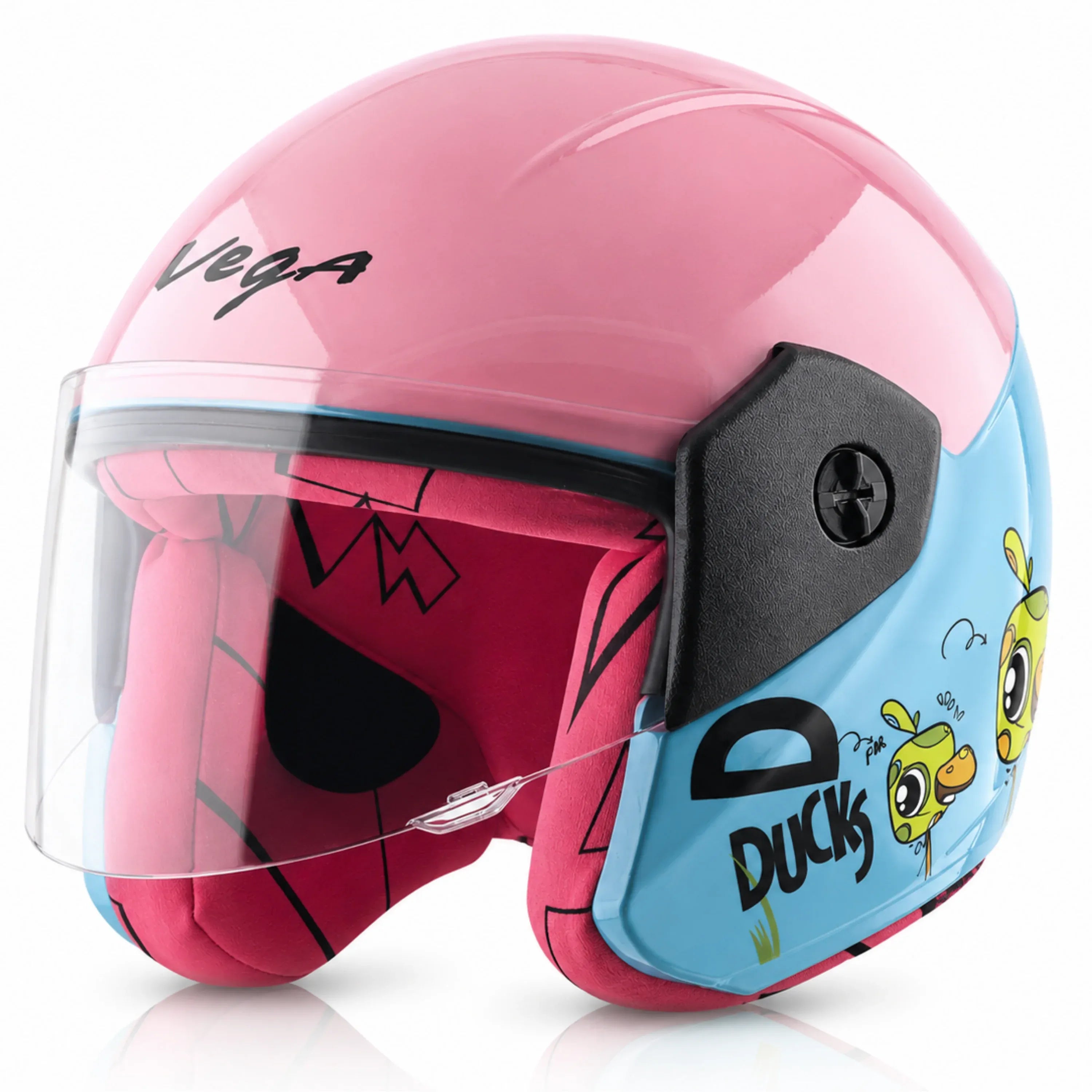 Vega Buds Ducklings Mint Neon Yellow Half Face Helmet
