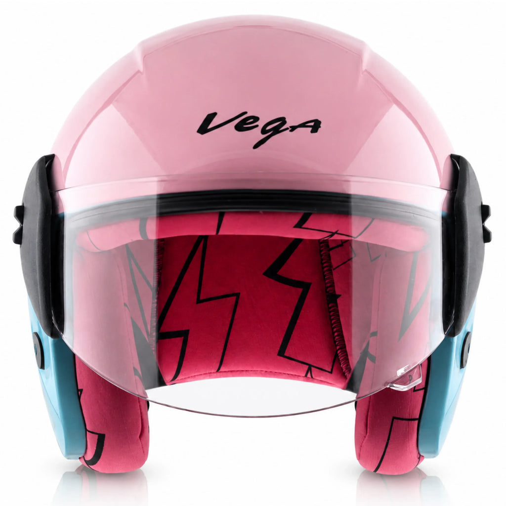Vega Buds Ducklings Mint Neon Yellow Half Face Helmet