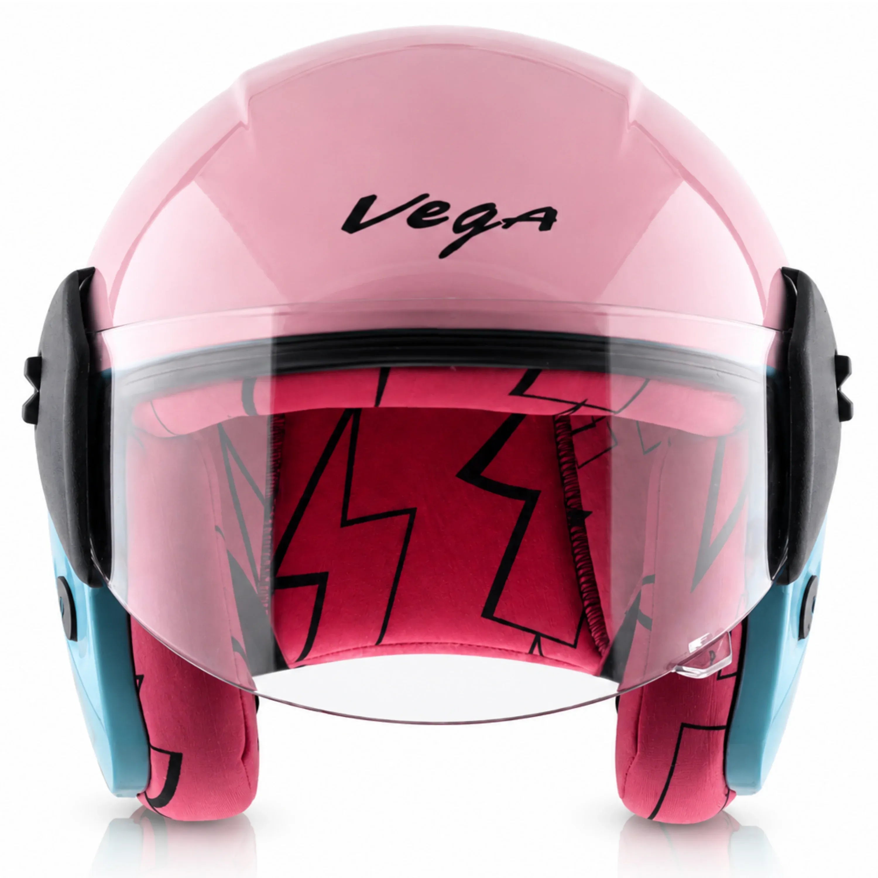 Vega Buds Ducklings Mint Neon Yellow Half Face Helmet