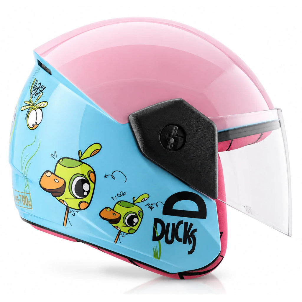 Vega Buds Ducklings Mint Neon Yellow Half Face Helmet