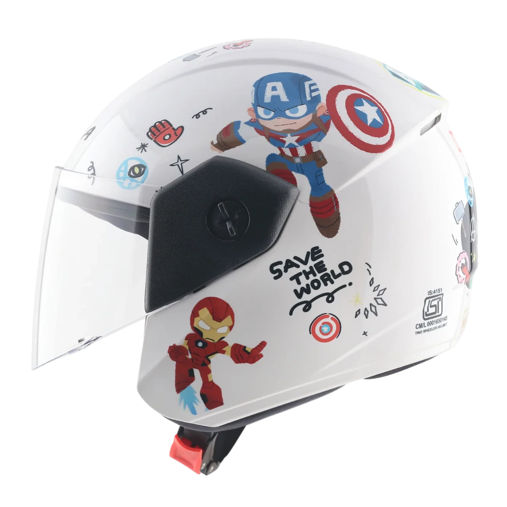 Vega Buds Dx Marvel Avengers White Red Half Face Helmet