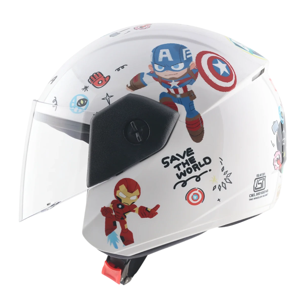 Vega Buds Dx Marvel Avengers White Red Half Face Helmet