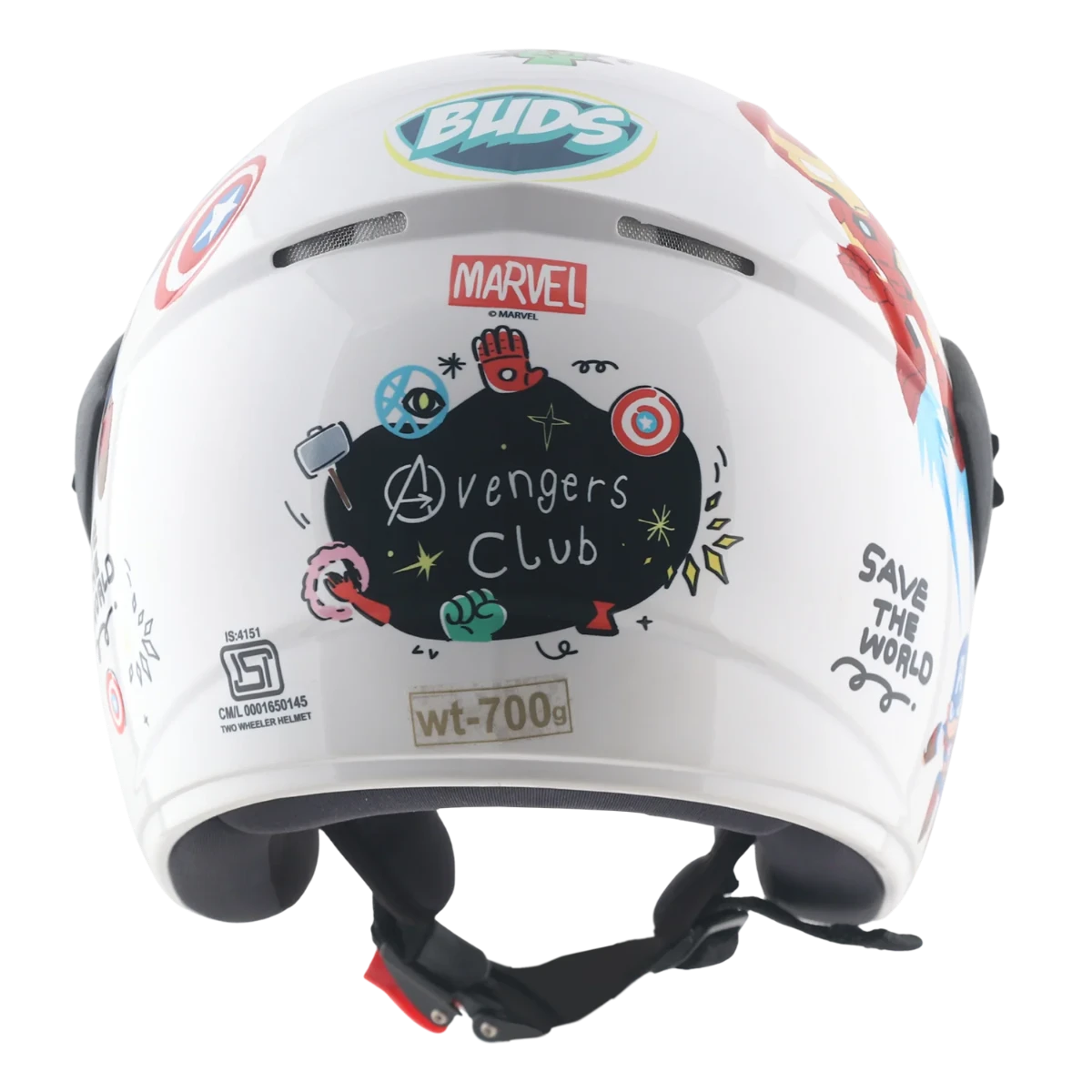 Vega Buds Dx Marvel Avengers White Red Half Face Helmet