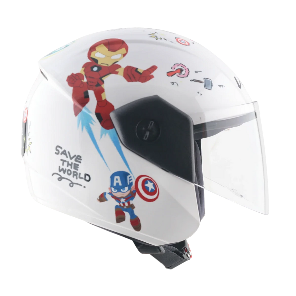 Vega Buds Dx Marvel Avengers White Red Half Face Helmet