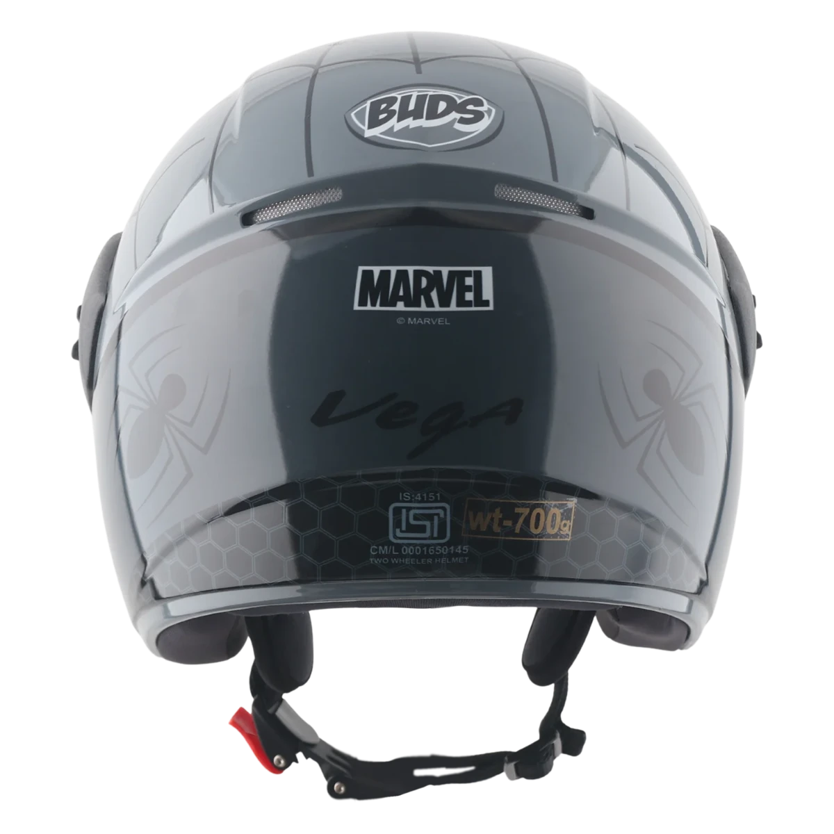 Vega Buds Dx Marvel Spiderman Black Grey Half Face Helmet