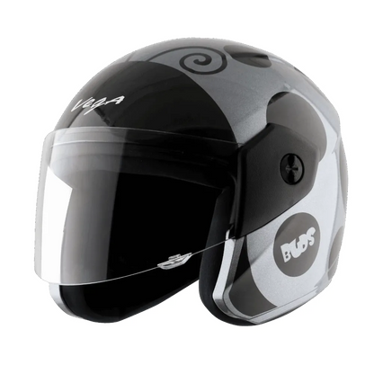 Vega Buds Dx Of Beetle Anthricite Black Half Face Helmet