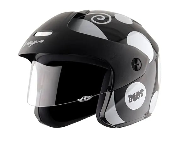 Vega Buds Dx Of Beetle Black White Half Face Helmet