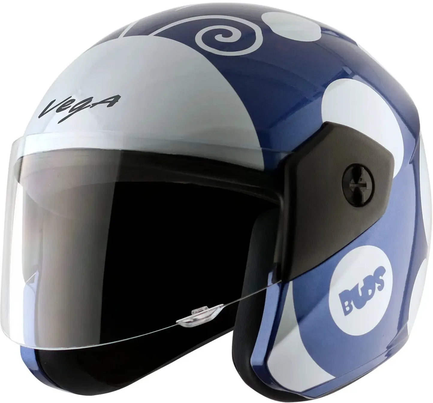Vega Buds Dx Of Beetle Blue White Half Face Helmet