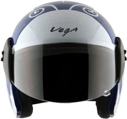 Vega Buds Dx Of Beetle Blue White Half Face Helmet
